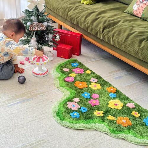 一件 植绒地毯簇绒地毯卧室床边地毯客厅耐脏易打理苔藓地毯