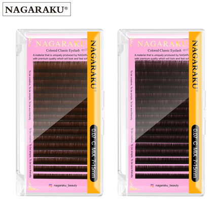 Nagaraku浅棕黑棕色圆毛单根多取超软天鹅绒太阳花漫画款嫁接睫毛