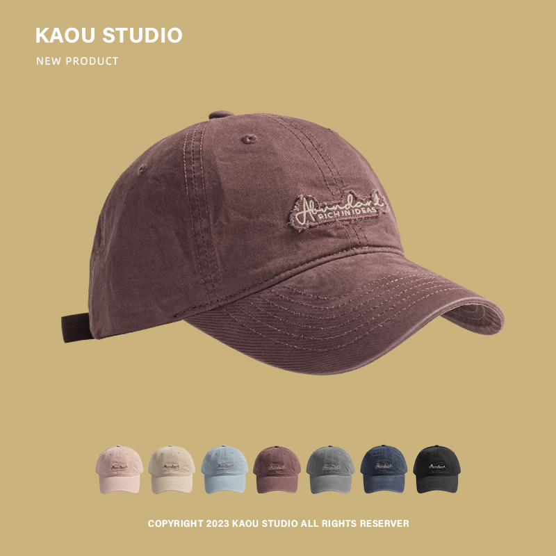 街头潮流水洗刺绣软顶鸭舌帽