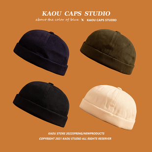 春秋帽子女复古纯色瓜皮帽日系光板雅痞街头情侣嘻哈寸头地主帽男