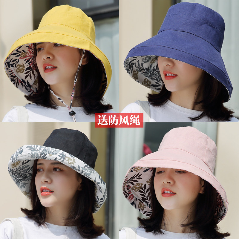 双面渔夫帽女帽韩版夏季日系遮脸百搭防晒出游挡紫外线网红遮阳帽
