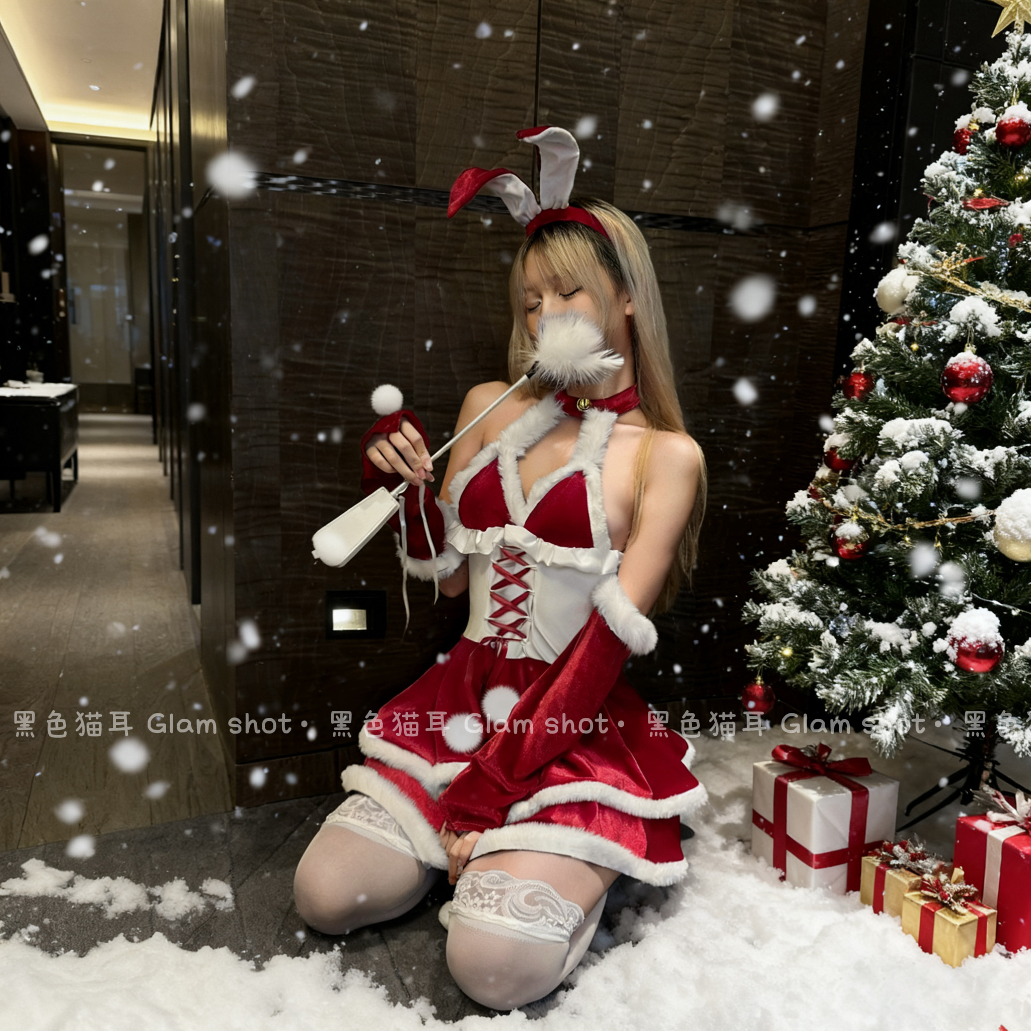 圣诞情侣性感毛绒可爱连衣裙