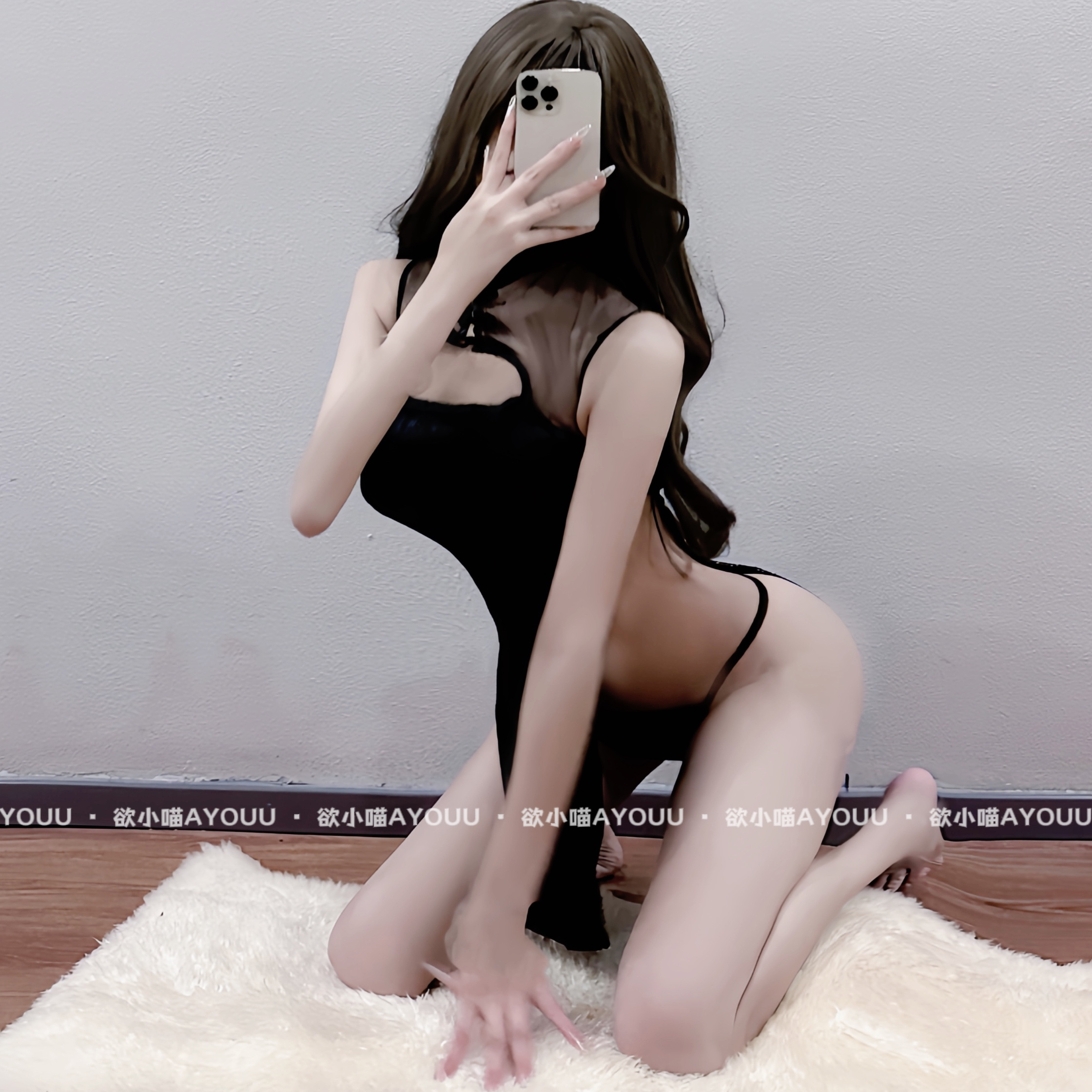 诱惑旗袍透视修身套装