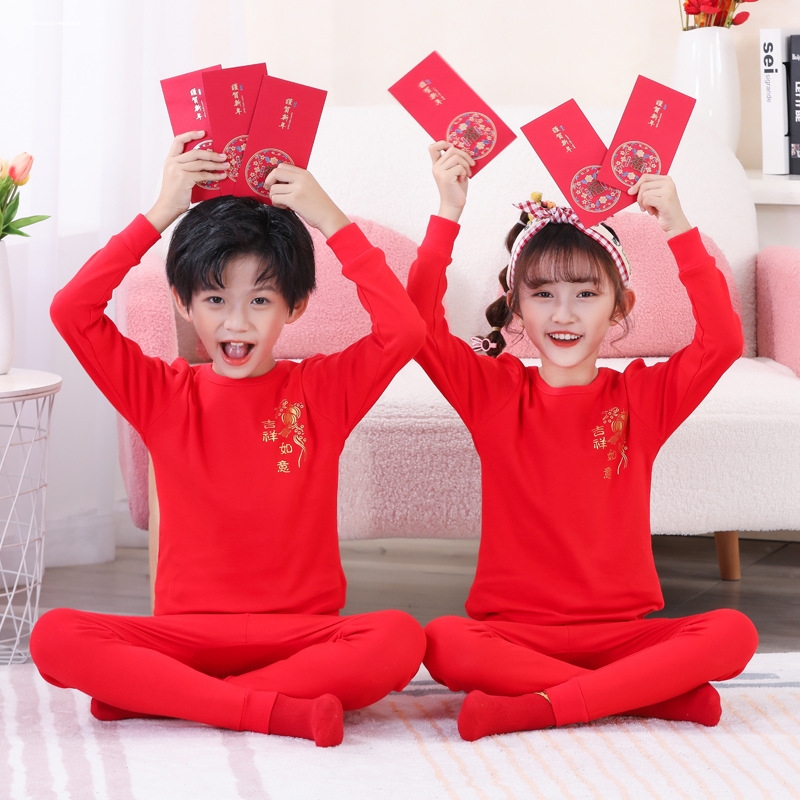 女童本命年红内衣套装女孩马年9-12岁2026年儿童秋衣秋裤男孩保暖