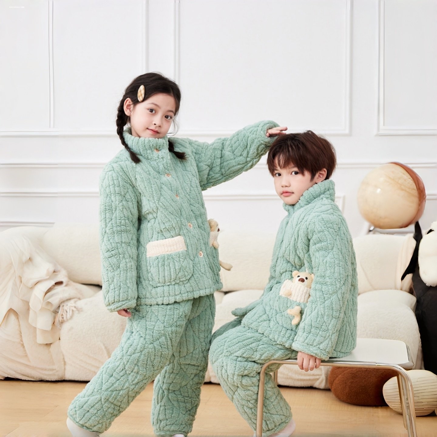 儿童睡衣冬季女童套装法兰绒三层夹棉加厚款宝宝珊瑚绒男童家居服,女士内衣/男士内衣/家居服,睡衣/家居服套装,淘宝优惠券,粉丝福利购,淘宝优惠卷