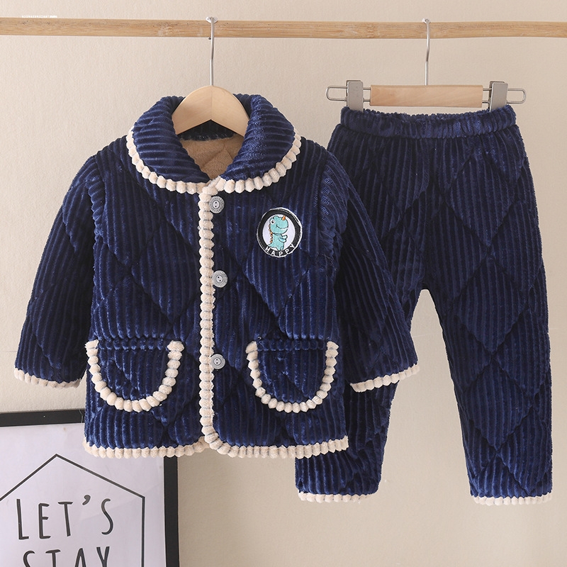 儿童睡衣女孩秋冬季珊瑚绒加厚小孩子冬天中大童男童法兰绒家居服