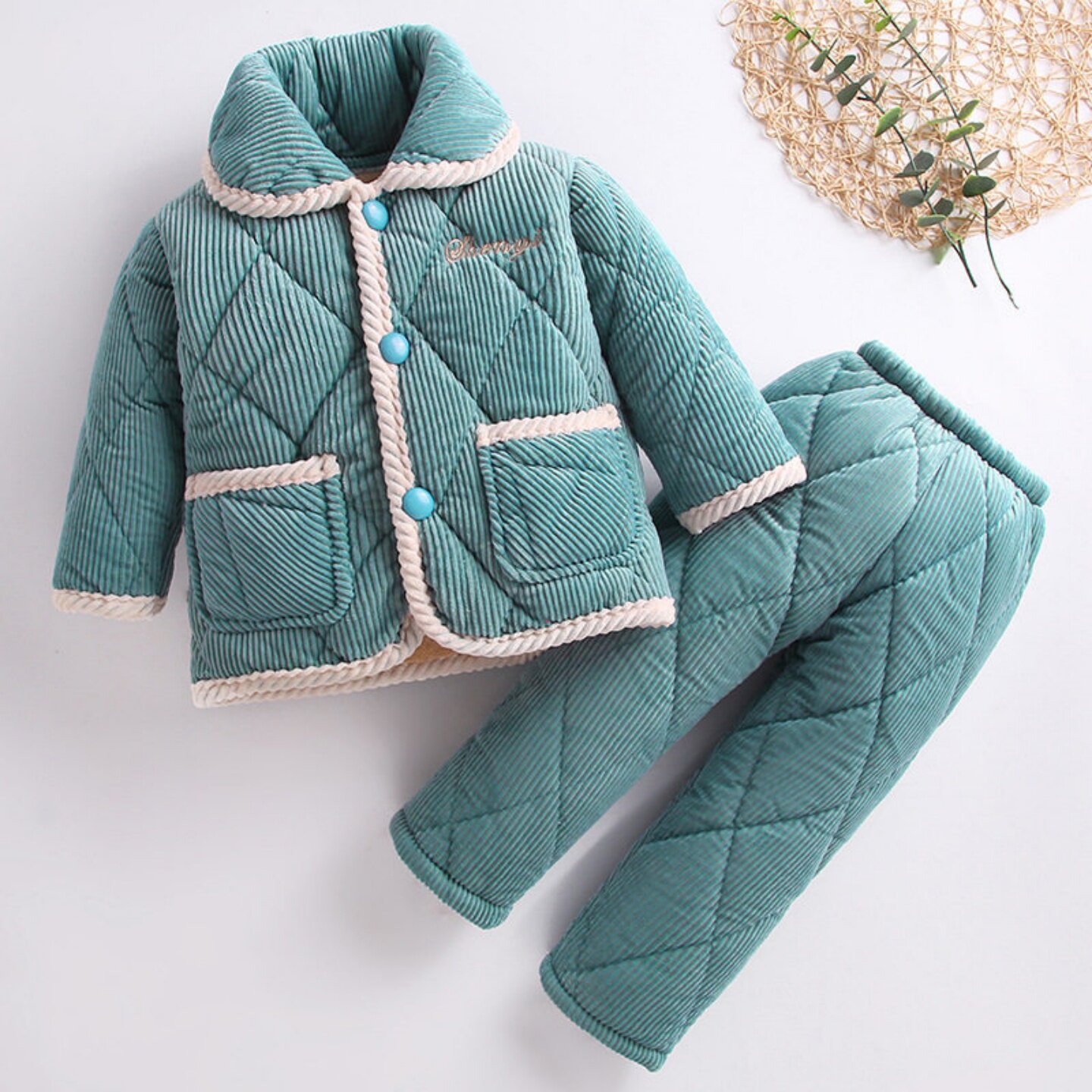 三层夹棉加厚女童睡衣冬季款宝宝0到1一3两2三岁小男孩法兰绒保暖