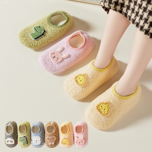 儿童地板爬爬垫袜套成人鞋套男女宝宝防滑袜春秋冬天加厚保暖拖鞋