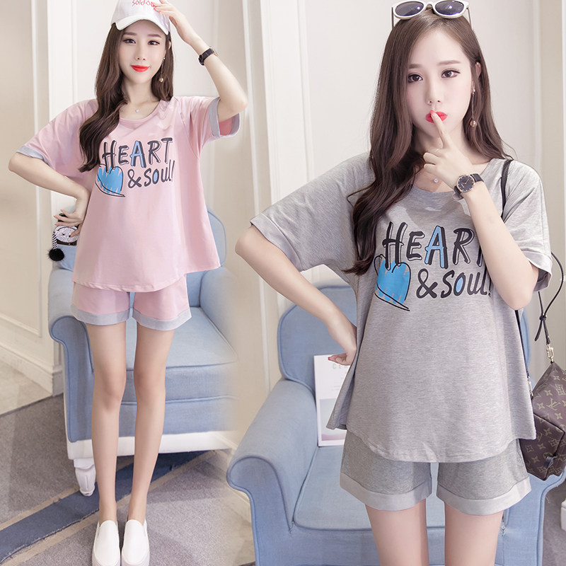 孕妇套装夏季怀孕产检短袖短裤夏装遮肚子显瘦休闲大码两件套大码