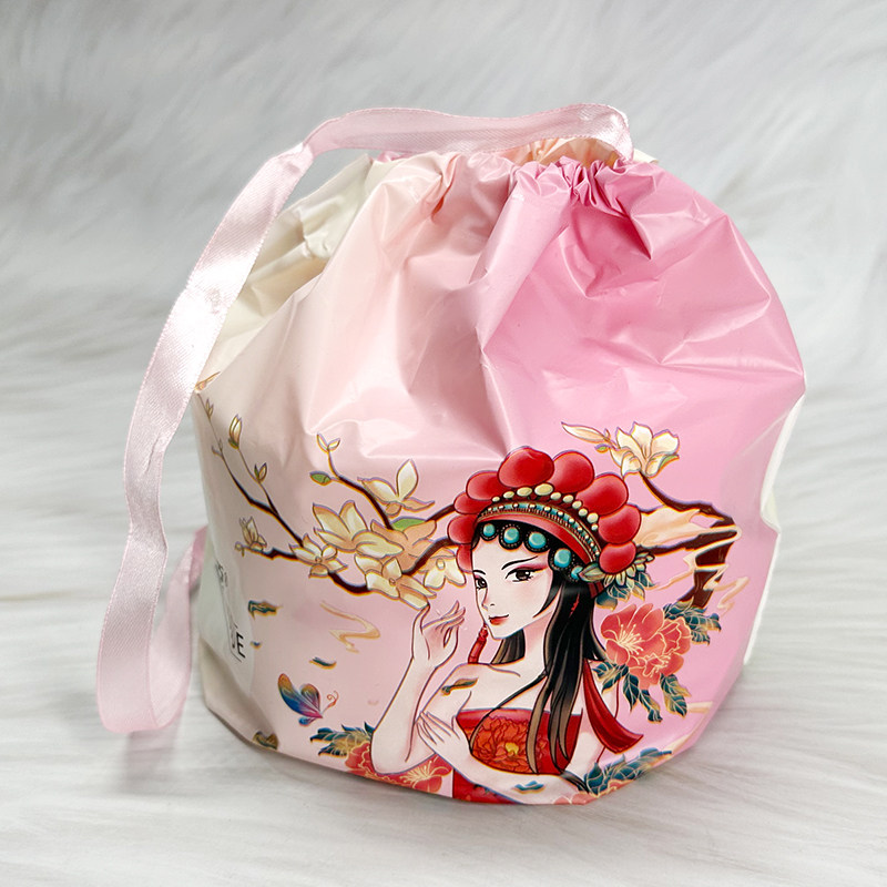 倾臣古风印花洗脸巾便携束口袋棉柔巾一次性洁面巾国潮干湿两用巾