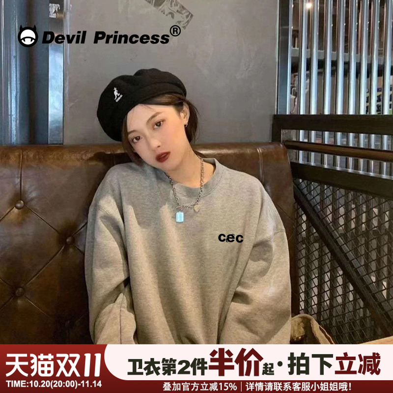 网红灰色ins潮宽松显瘦薄款卫衣
