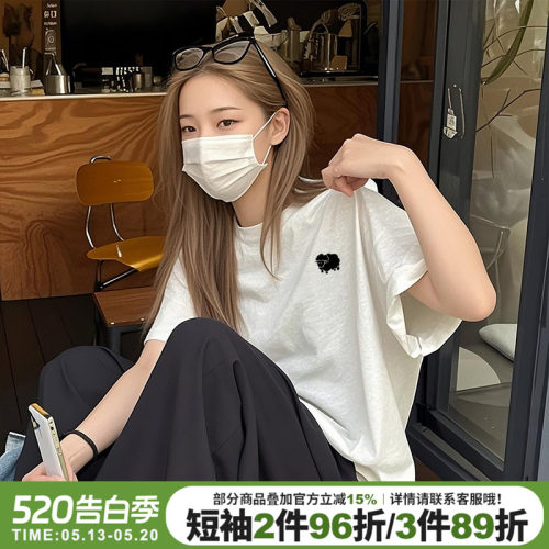 可爱风卡通印花宽松纯棉半袖上衣