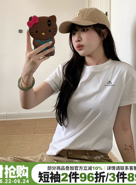 2026新款韩系通勤风白色正肩t恤女短袖宽松百搭打底衫半袖上衣夏