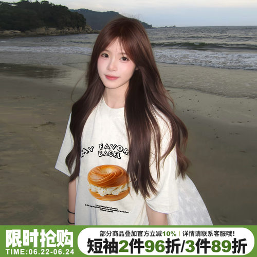 小众学院风宽松纯棉花灰色短袖女