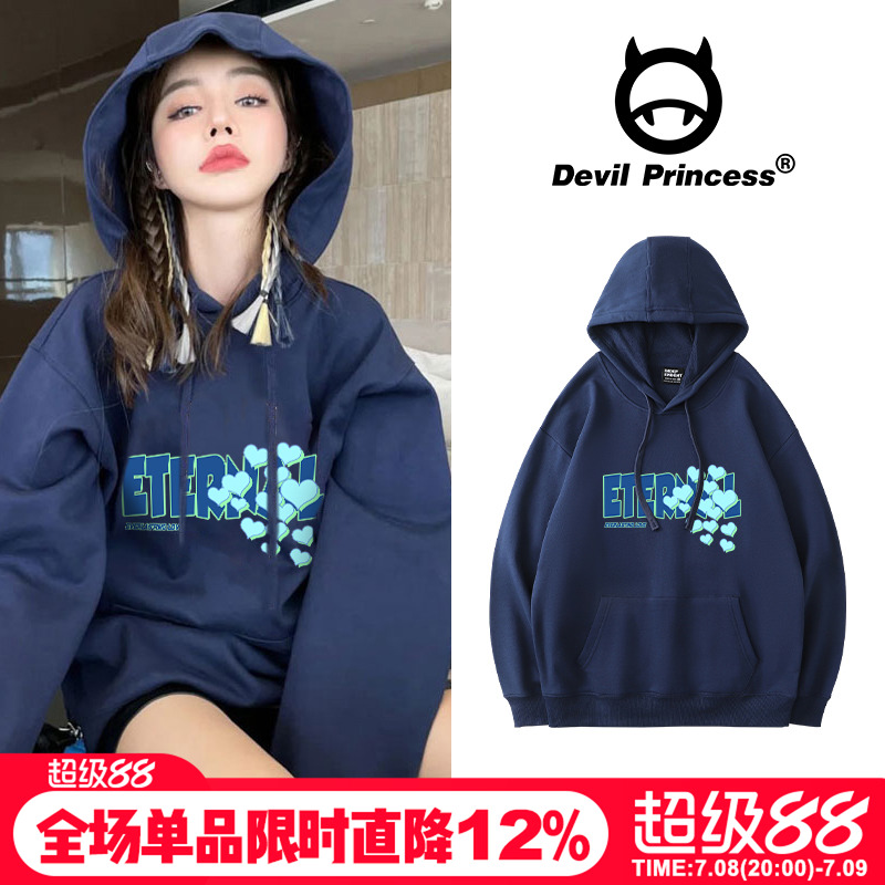 藏蓝色roora美式复古风情侣装