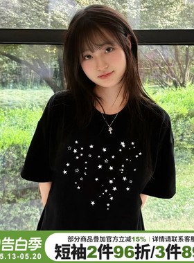 超火ins风黑色正肩t恤女短袖2026新款爆款宽松显瘦纯棉半袖上衣潮