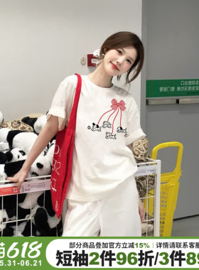 chic小众甜美风减龄白色短袖t恤女宽松韩版纯棉小个子正肩上衣夏