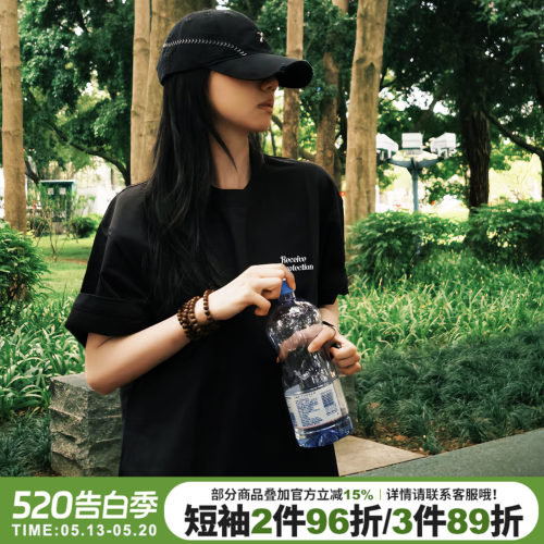 简约风宽松百搭休闲黑色短袖女夏