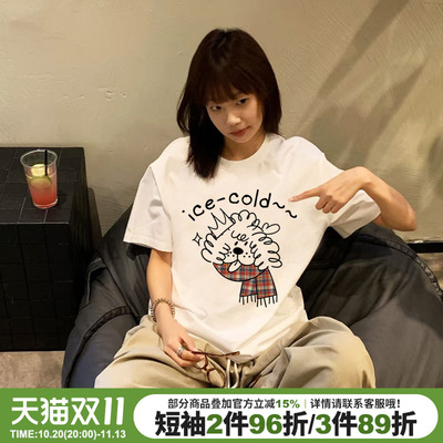chic学院风宽松通勤复古短袖女夏
