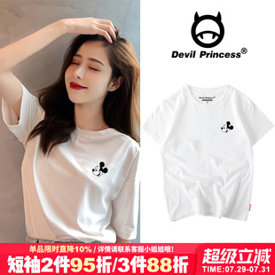 女 2025新款 ins潮牌简约白色t恤女短袖 宽松韩版 bf港风纯棉百搭半袖