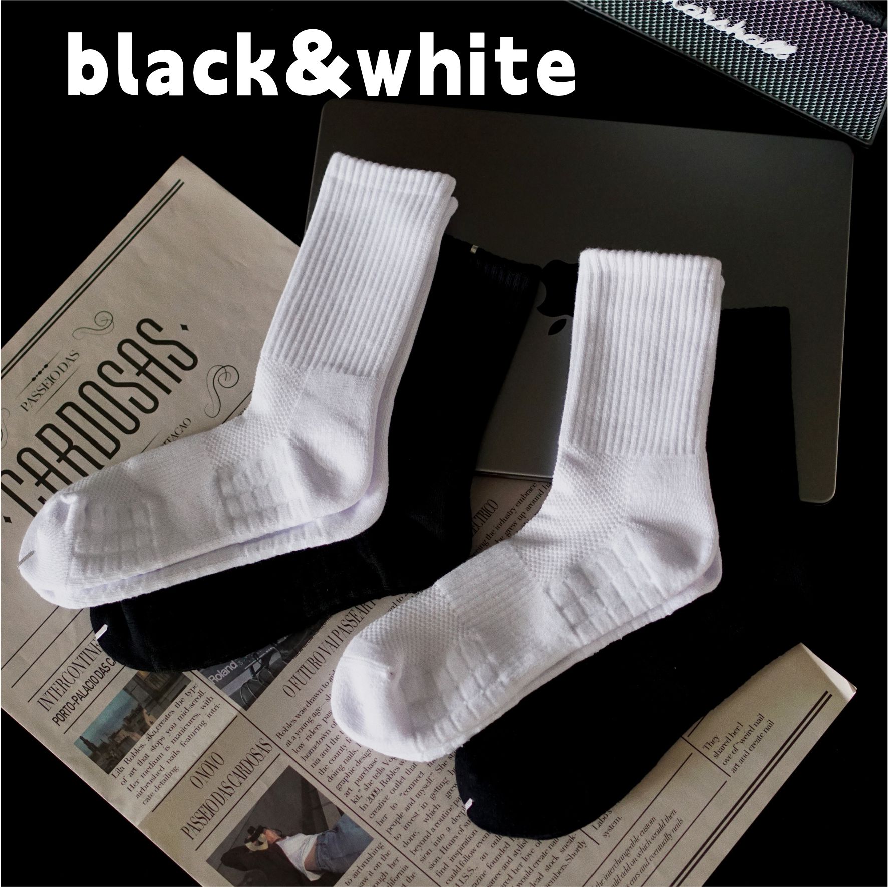 袜子白色运动袜男女中筒袜毛巾底加厚纯棉吸汗防臭黑色长筒袜篮球