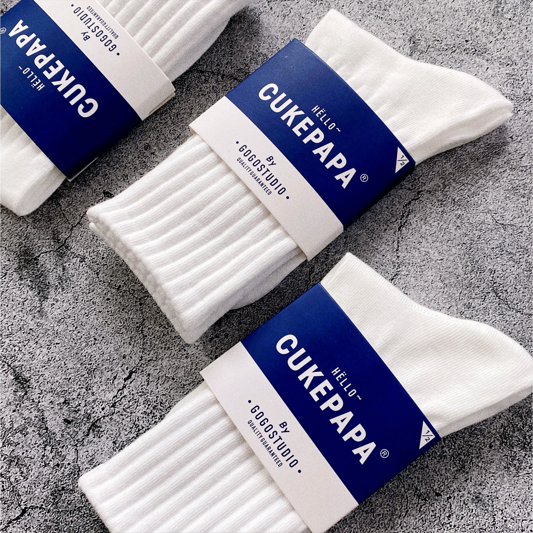 狗哥袜子男士粗条纹白色长袜纯棉吸汗防臭长筒袜百搭纯色中筒袜