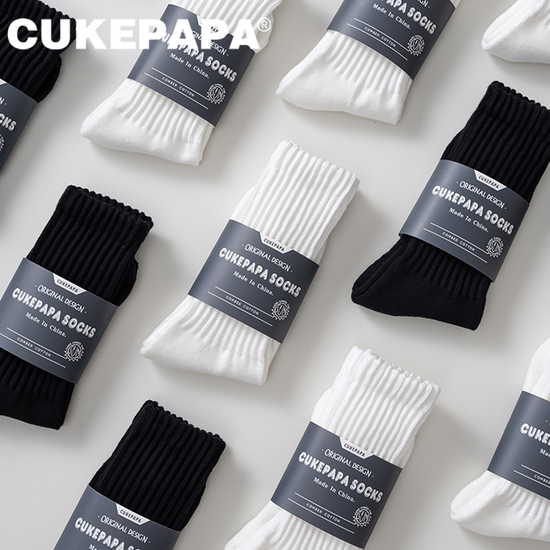 秋冬毛圈日系穿搭黑白袜