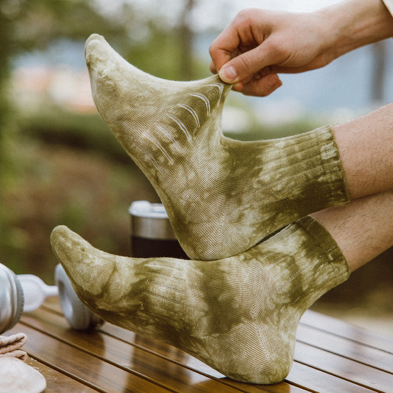 男士春夏中筒个性扎染袜子