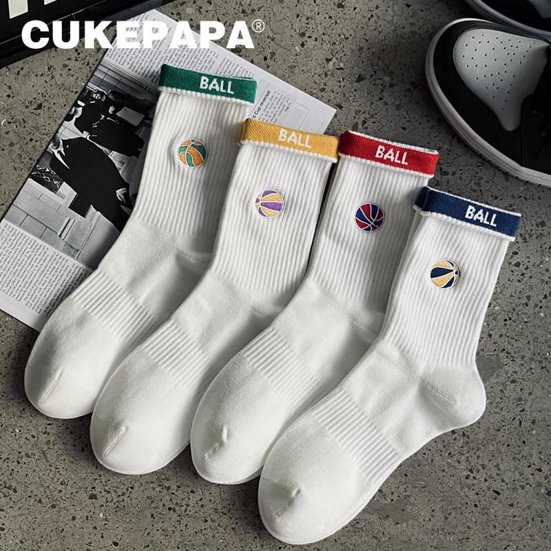 秋冬刺绣潮流学院风潮袜