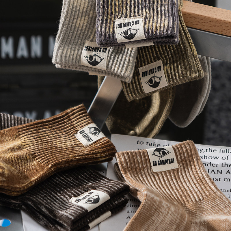 水洗手工砂洗彩色扎染袜子