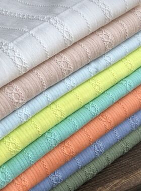 纯棉绣花布娃娃手工布料染色提花棉布森系布料diy童装花边面料