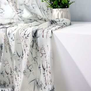 写意墨竹古风东方美学新中式双皱布文艺背景装饰派对DIY服装面料