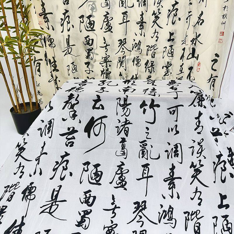 新中式陋室铭书法纱幔背景纱幔古风拍照墙背景装饰布料国风挂布