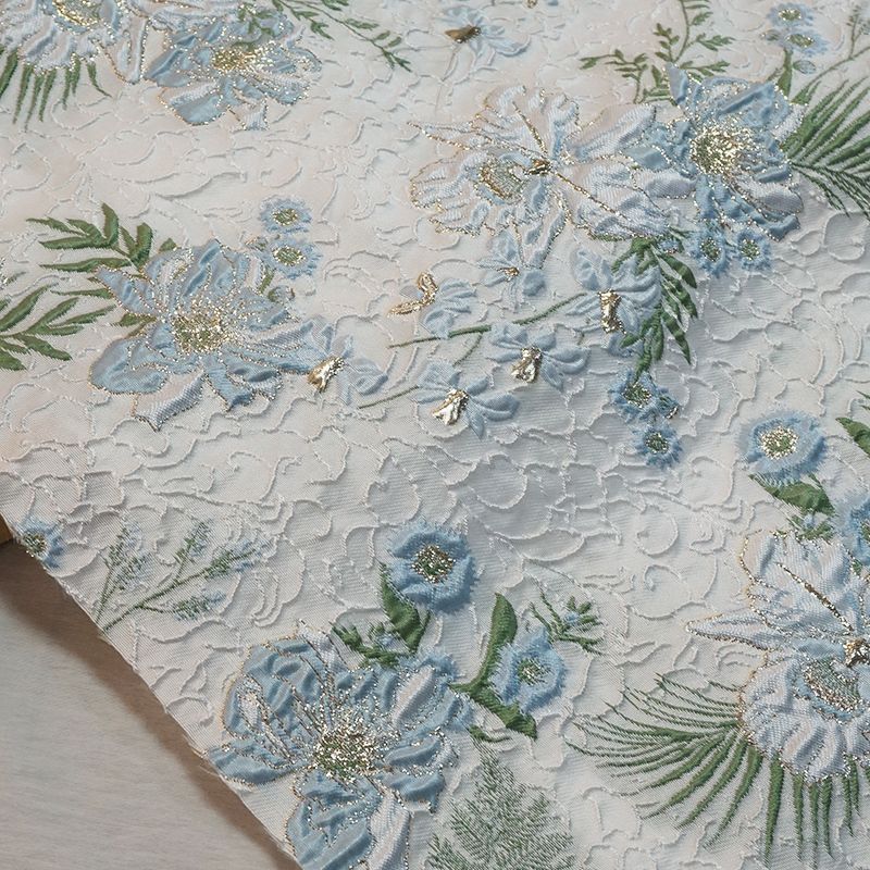 田园小清新色织提花高密浮雕立体提花汉服旗袍布料diy箱包布料