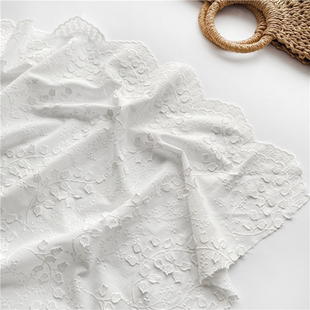 纯色棉布立体兰玲花刺绣绣花全棉布衬衫连衣裙服装布料桌布diy布