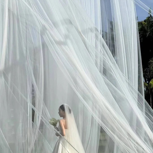 婚礼白色飘纱网纱装饰布料幼儿园环创生日宴婚庆椅背纱礼服辅料