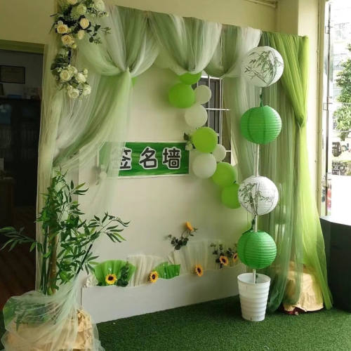 绿色软纱幔网纱布料幼儿园diy环创装饰场景布置办婚礼背景布婚纱