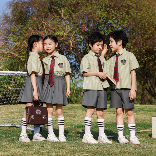 小学生校服幼儿园园服夏装短袖衬衣毕业照班服六一表演服英伦风