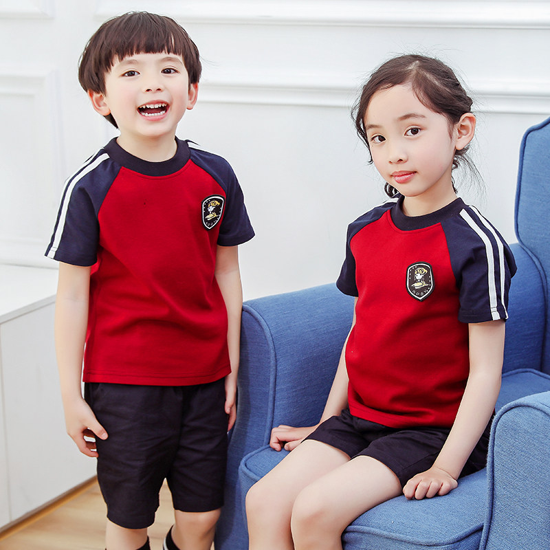 幼儿园园服夏装中小学生班服校服定制运动服短袖纯棉英伦学院风