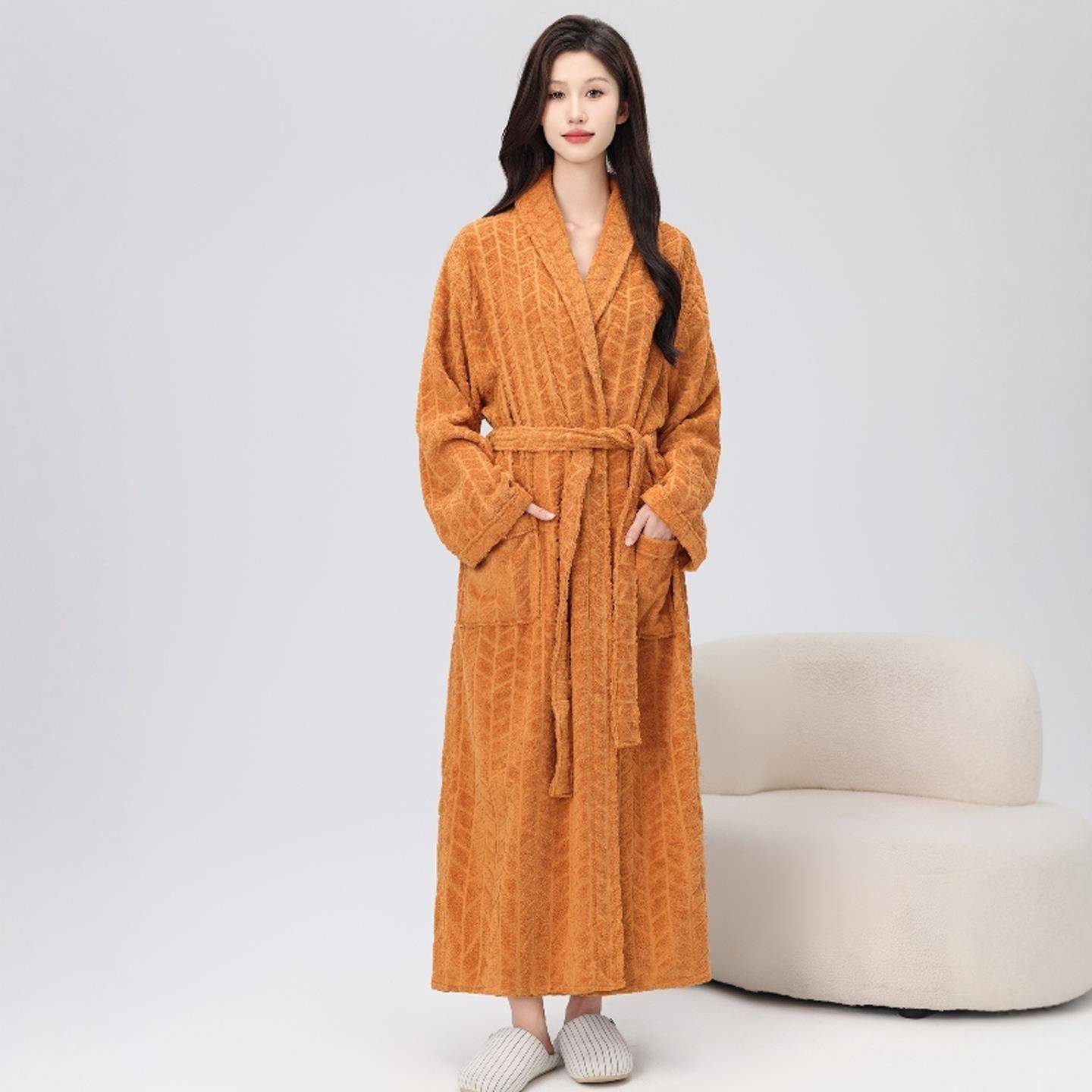 秋冬浴袍女士2025新款浴衣秋冬加长款男士睡袍1009c