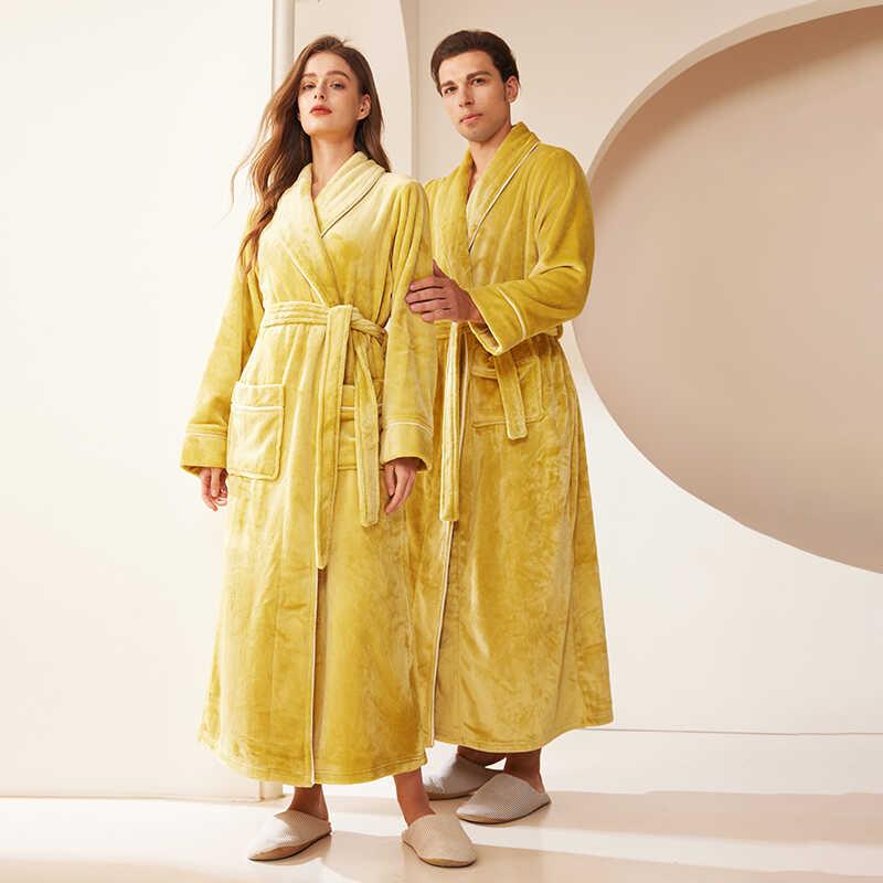 秋冬加厚加绒睡袍女一对秋冬季毛绒浴袍法兰绒情侣保暖睡衣1009c