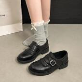 英伦风雕花皮带扣布鞋 女2026季 新款 春季 流苏小皮鞋 0205z