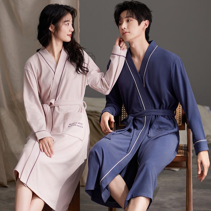 秋冬珊瑚绒睡袍女款秋冬季薄绒中长款情侣浴袍男士浴衣大衣1009c