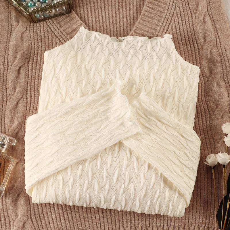 高端蕾丝打底衫女冬新款薄款时髦洋气内搭半高领网纱上衣女1208w