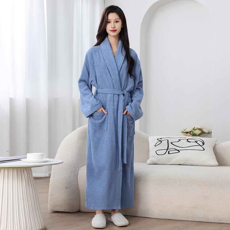 秋冬浴袍女士浴衣四季通用加厚加长款男士睡袍1009c