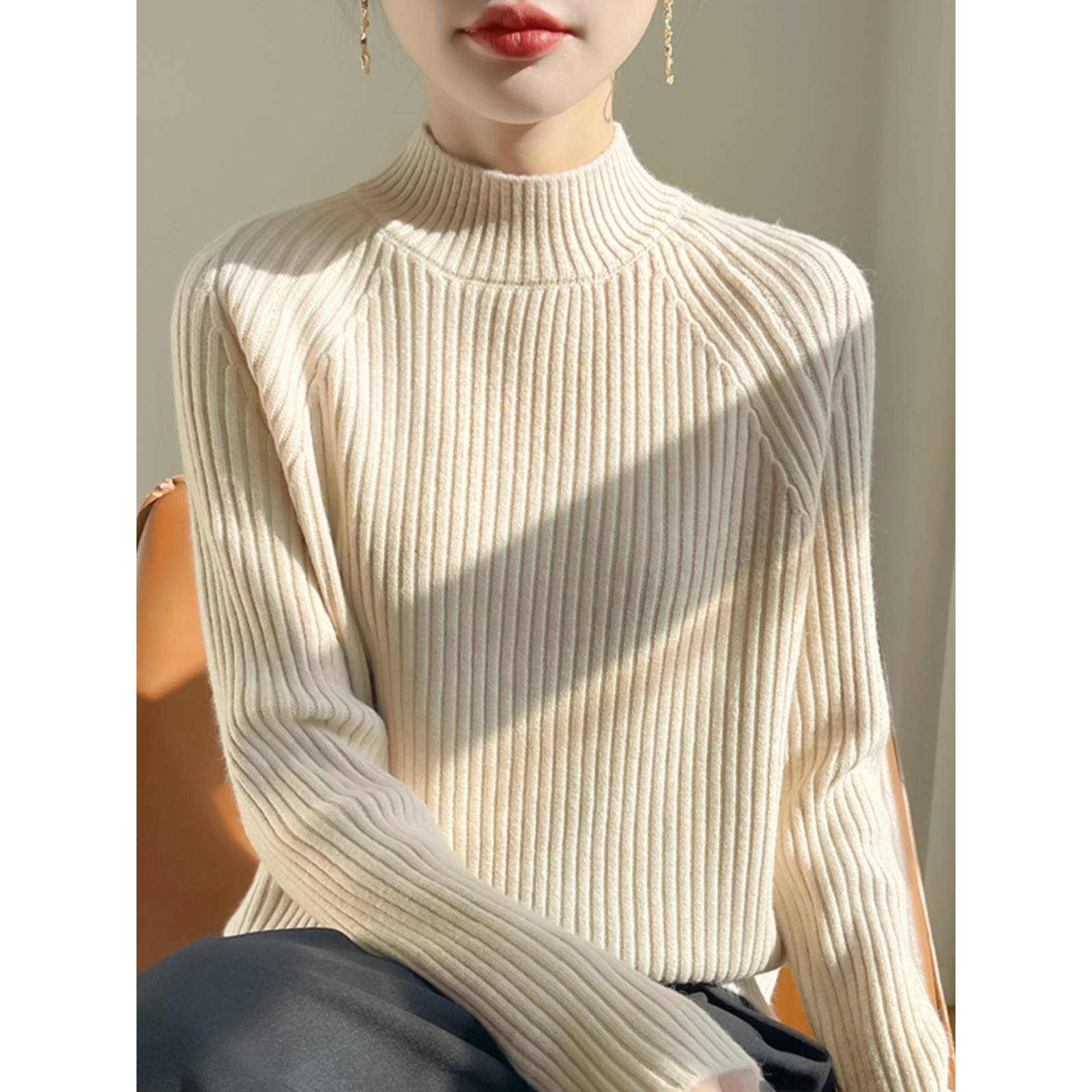 2025新款修身多用途加厚毛衣士时尚宽松软蜡半高领针织底衫1209k