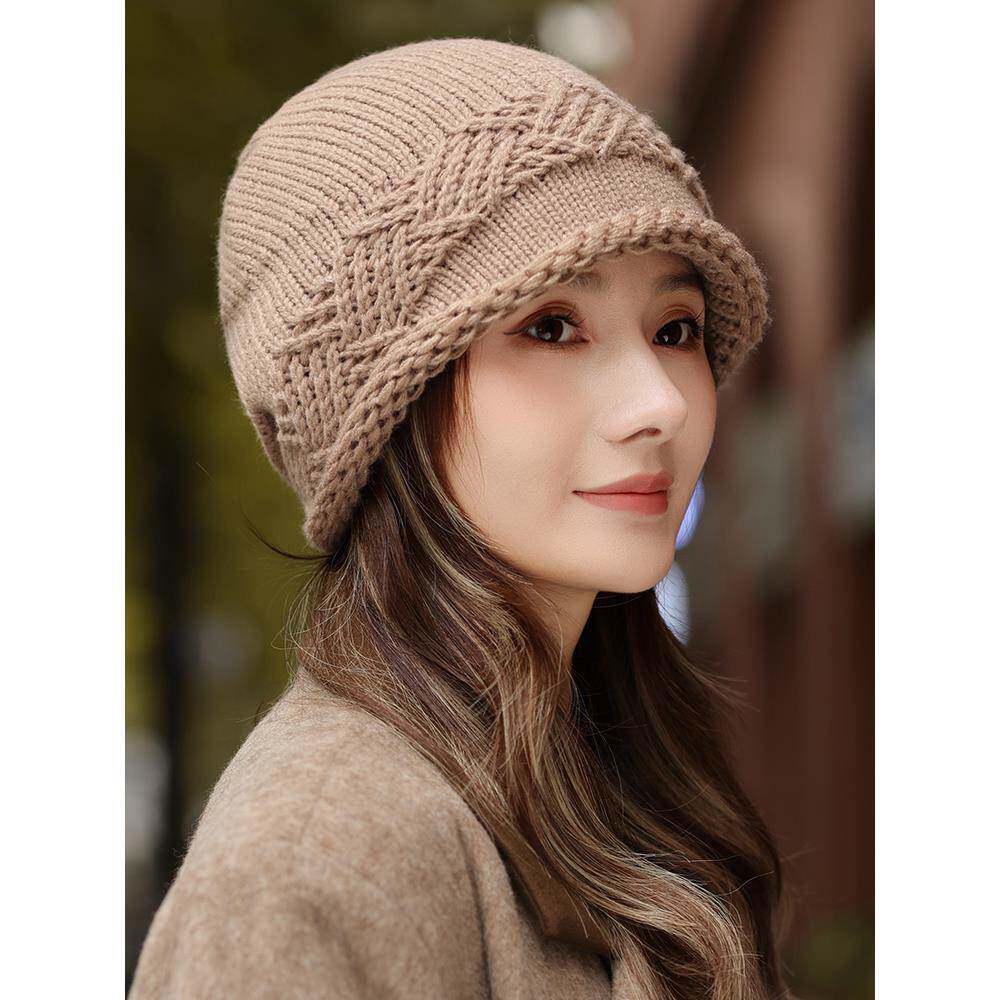 帽子女式秋冬保暖防寒护耳帽2025新款大头围露脸小针织帽1214r