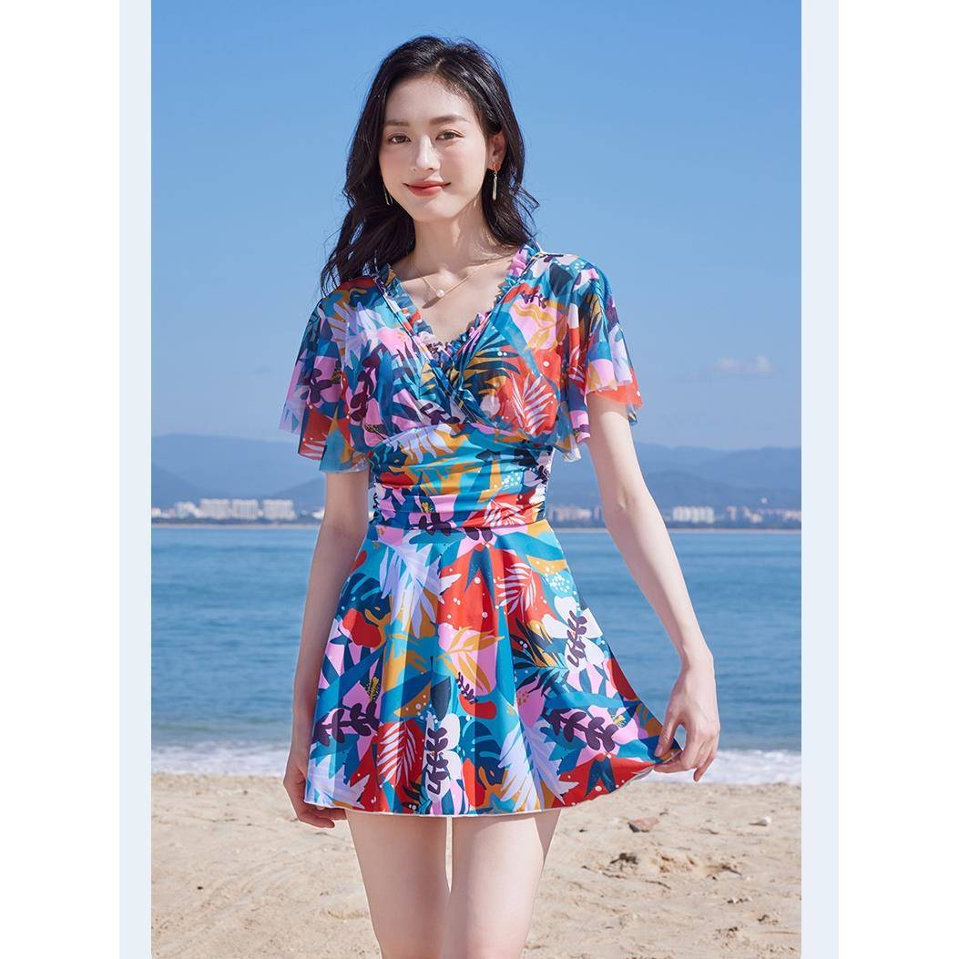 泳衣女2025新款泡温泉连体小胸聚拢钢托大码胖mm保守0930z