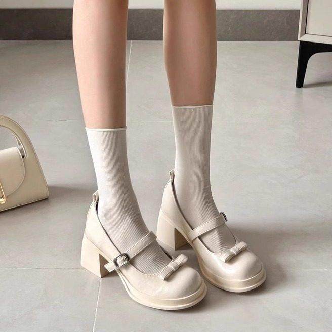 春季蝴蝶结配裙小皮鞋女2026法式粗跟玛丽珍单鞋浅口台0121n,女鞋,浅口单鞋,淘宝优惠券,粉丝福利购,淘宝优惠卷