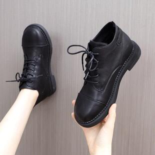 显脚小马丁靴女2026新款秀气防滑小皮鞋短靴女春秋单靴大尺0120r